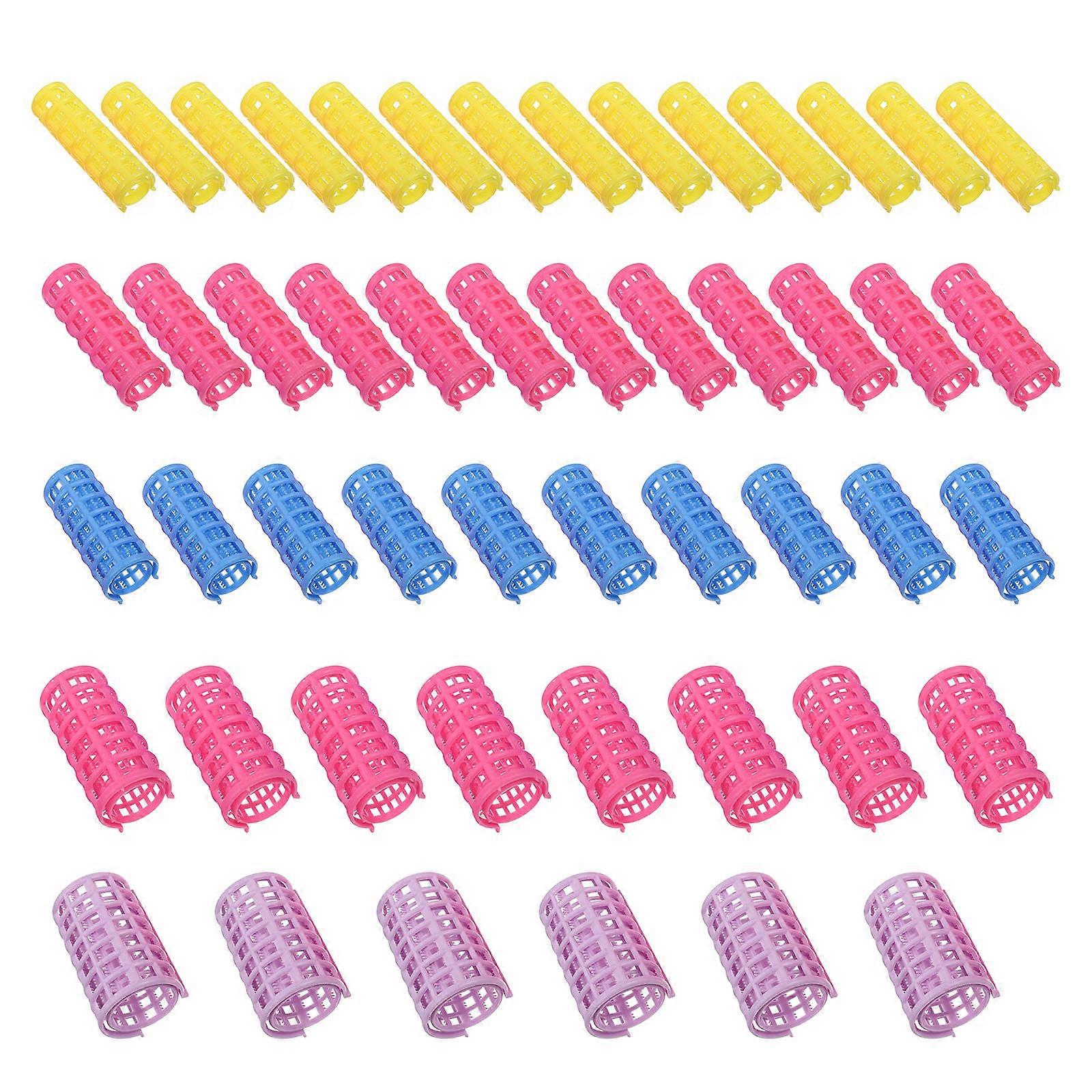 No Heat Hair Curlers Diy Hairdressing Tools Daily Use Assorted Color Plastic Self Grip 50Pcs