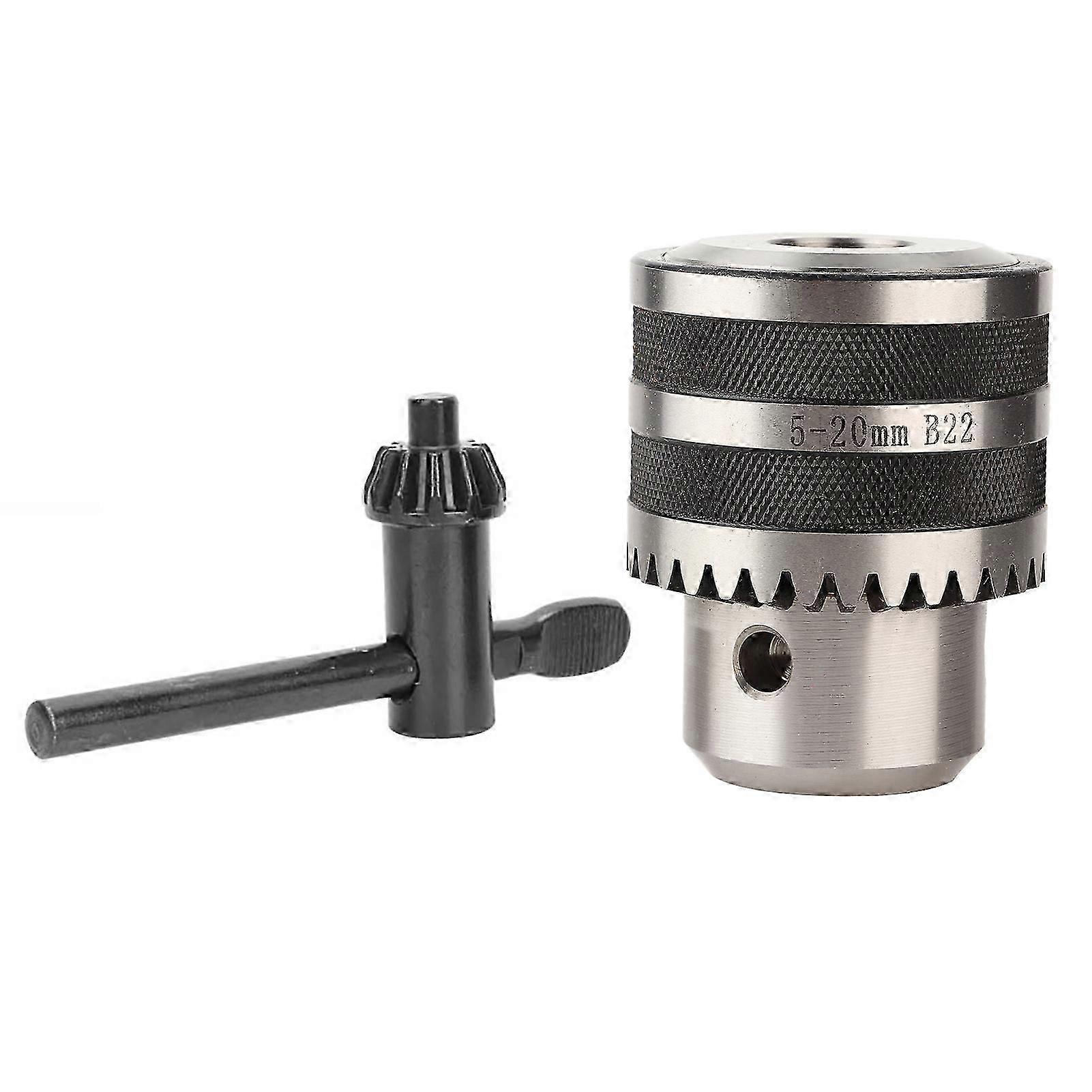 5-20mm B22 Heavy Duty Drill Chuck with Key for Metalwork CNC Lathe Bench Drill