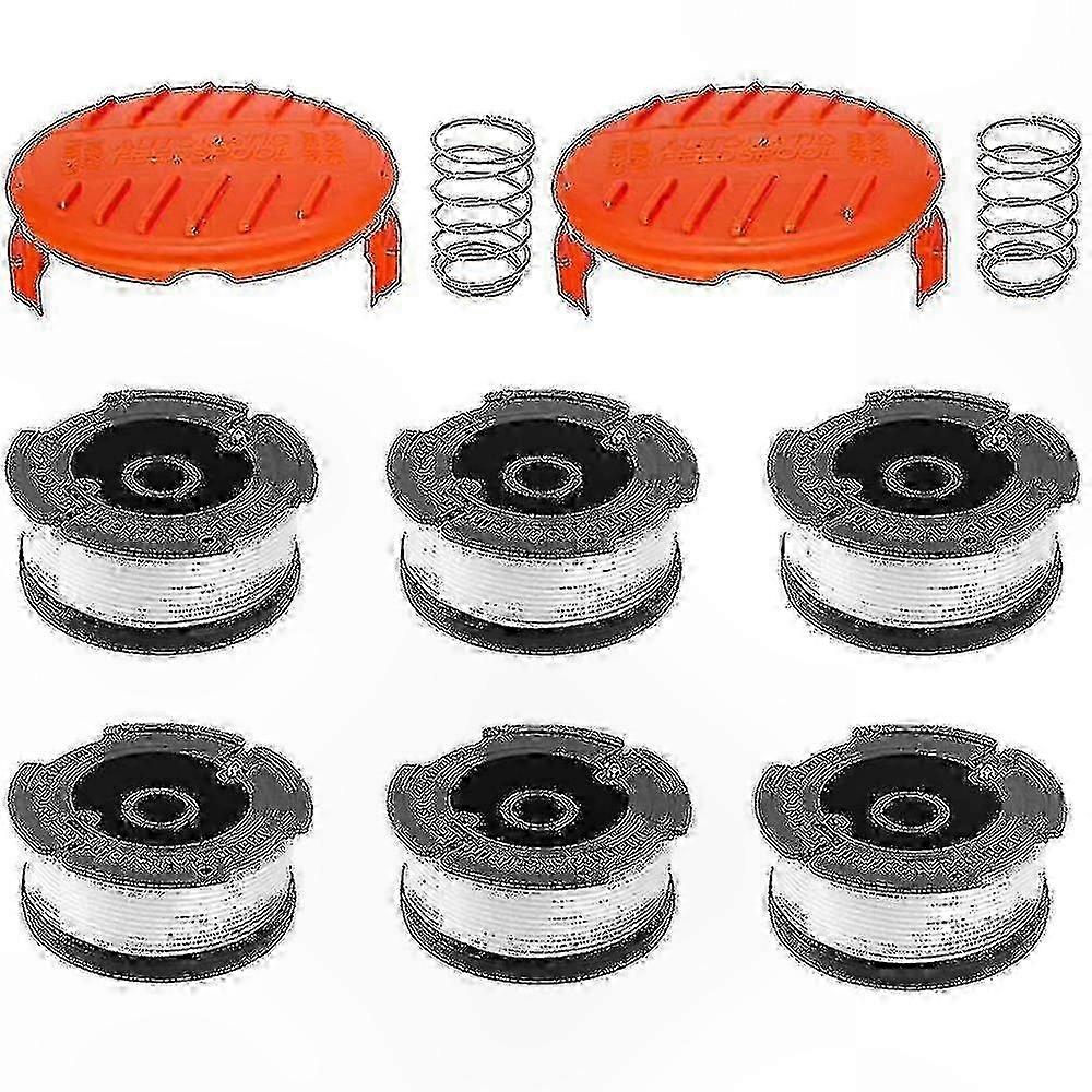 6-Pack Grass Trimmer Spools with 2 Covers for String Trimmer Line Replacement