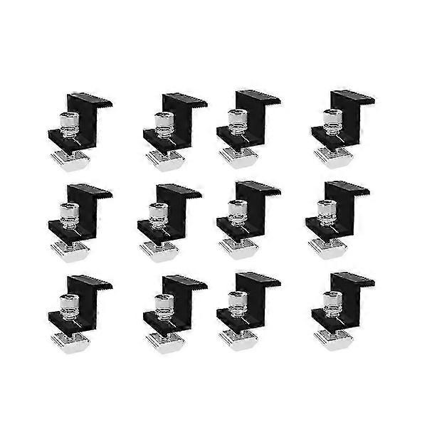 12-pack Solar Panel Holder End Clamp, End Clamp for Mounting Solar Panel, Side Clamp for PV-Sol