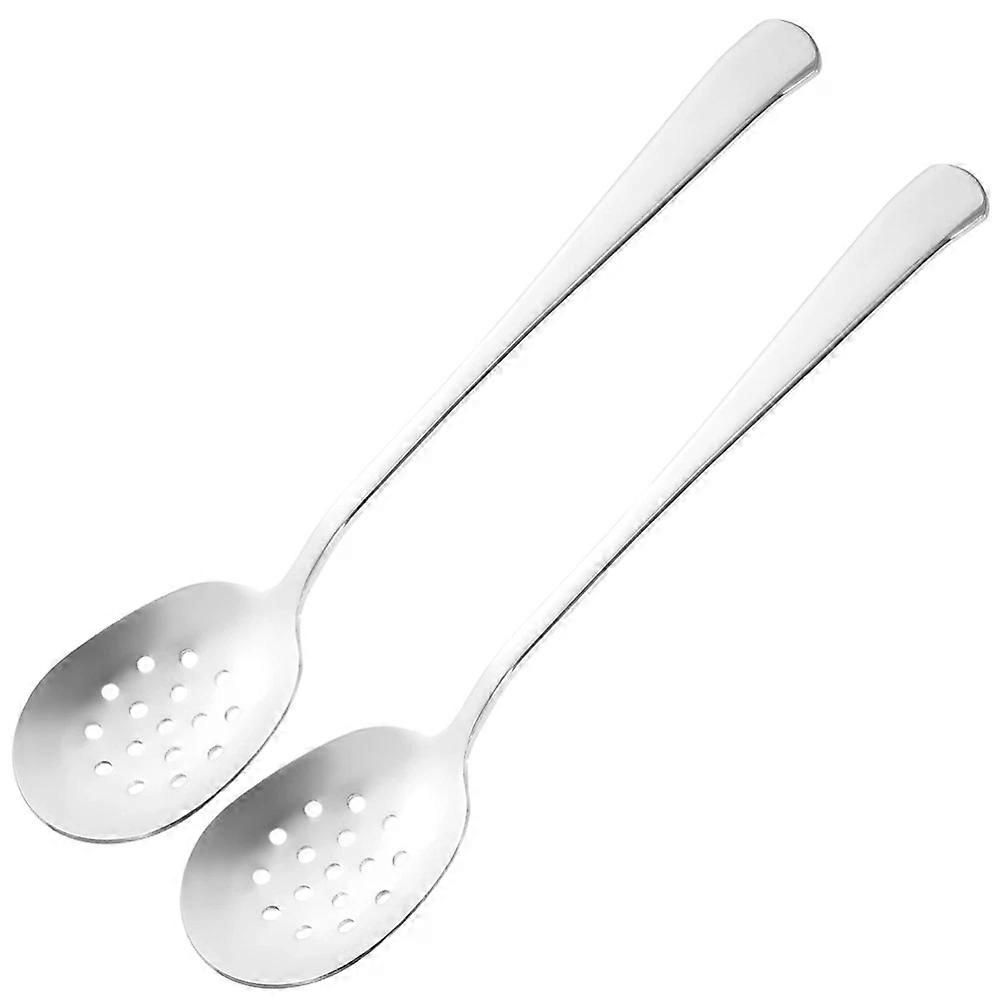 Small Dining Drain Slotted Spoon, 2 Pcs Stainless Steel Kitchen Serving Tableware