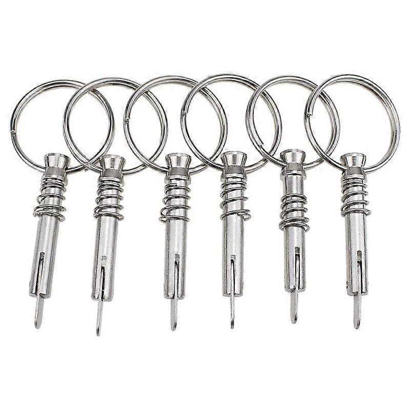 6Pcs Quick Release Pin Boat Bimini Top Pins 1/4 Inch Diameter with Drop Cam & Spring, with Pull Ring