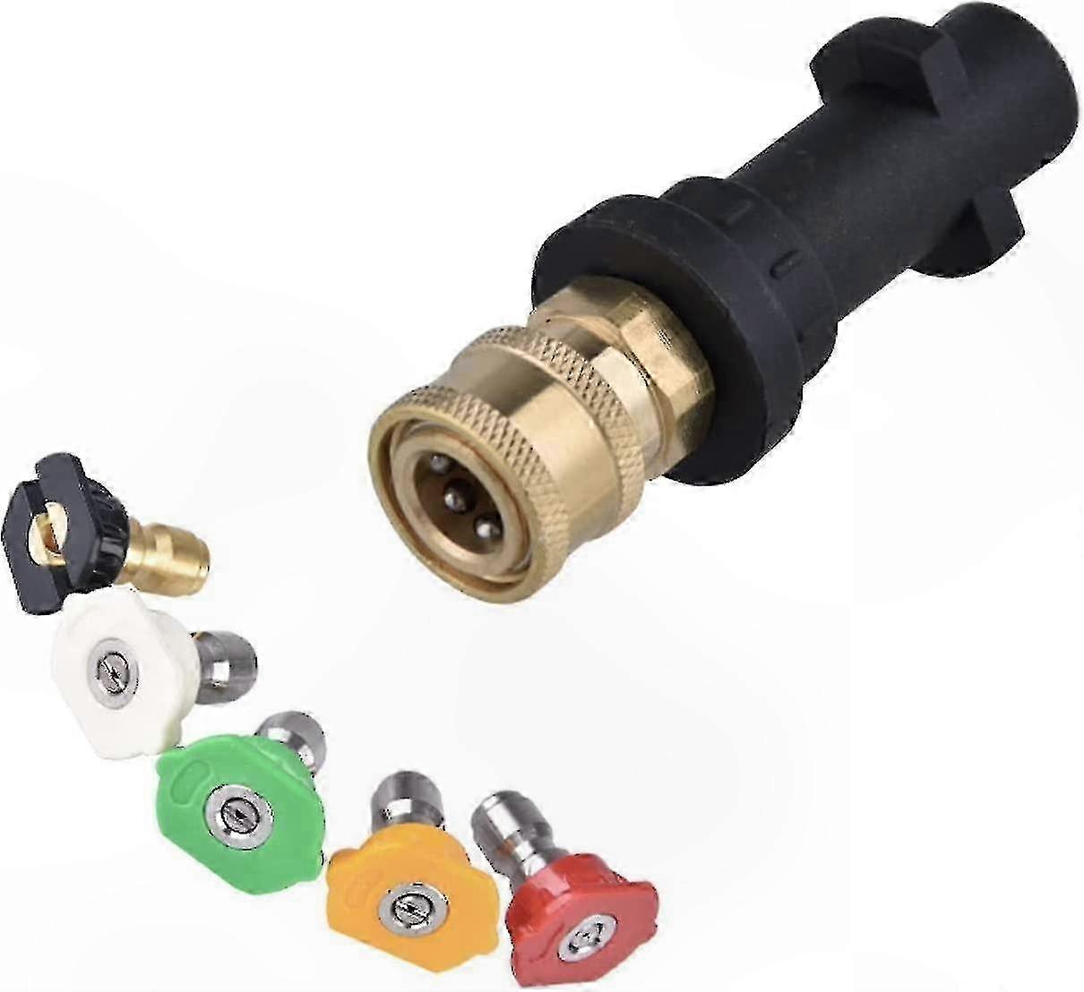 1/4" Quick Connect Adapter with 5 Multi-Angle Nozzles for High Pressure Washers K2-K7 Series-Compatible Models