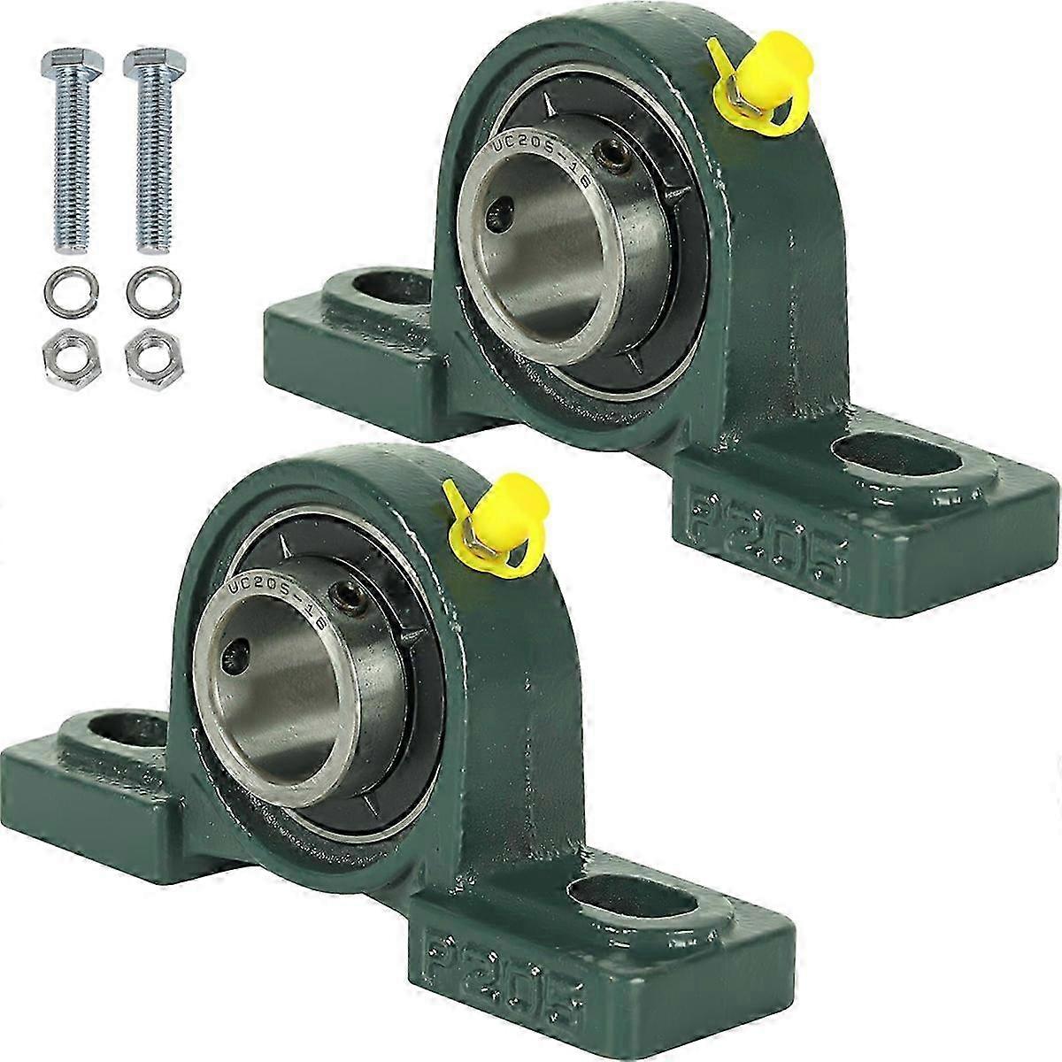 2Pack UCP205-16 Mounted Pillow Block Ball Bearing