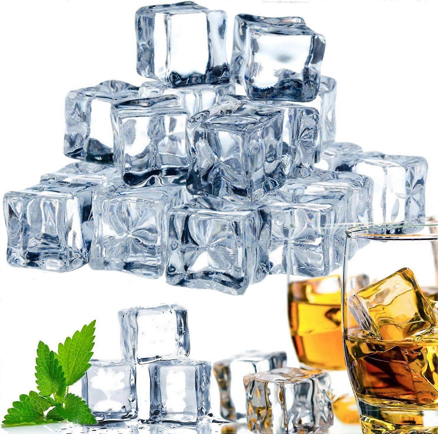 70 Pieces Artificial Acrylic Ice Cubes, Plastic Transparent Permanent Ice Cubes