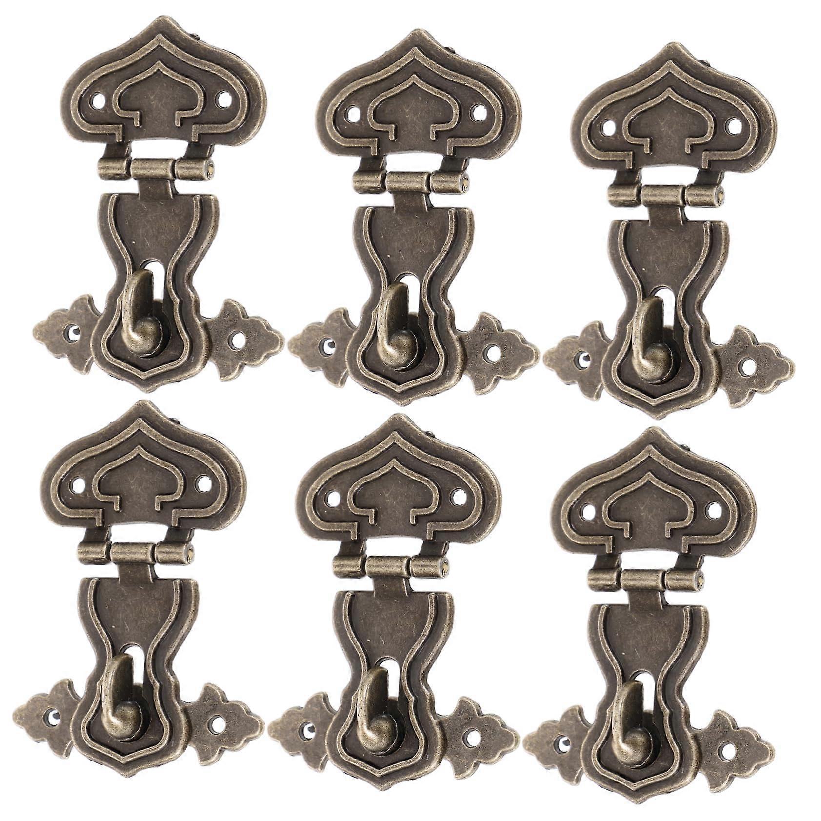 6Pcs Small Vintage Hasp Latch for Jewelry Box Durable Wooden Buckle Locks Retro Design Easy Install Secure Storage