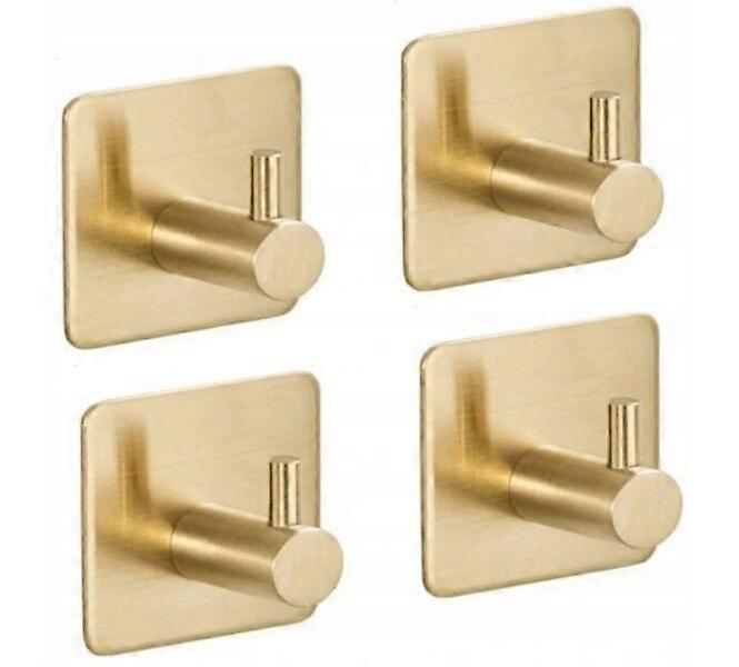 4-piece sticky hooks, waterproof, gold-colored double-sided tape