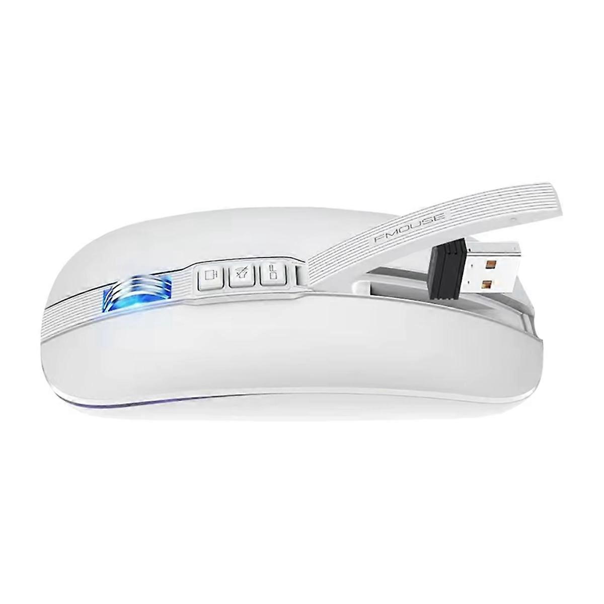 Wireless Bluetooth Mouse 2.4G Wireless Office Mouse Tablet PC Notebook Dual Mode USB Charging Mouse for Laptop White