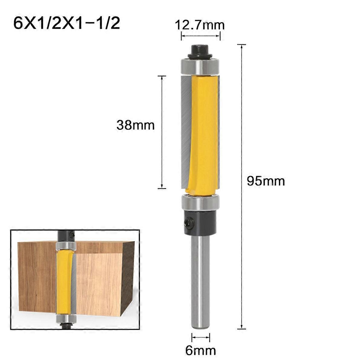 1/2 6mm Shank Flush Trim Router Bit with Double Bearing Router Bit Drill Tool for Wood Formwork Pattern B