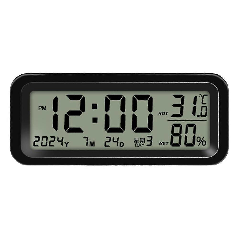 Solar Rechargeable Mini Digital Clock for Car Dashboards Displays Time, Date