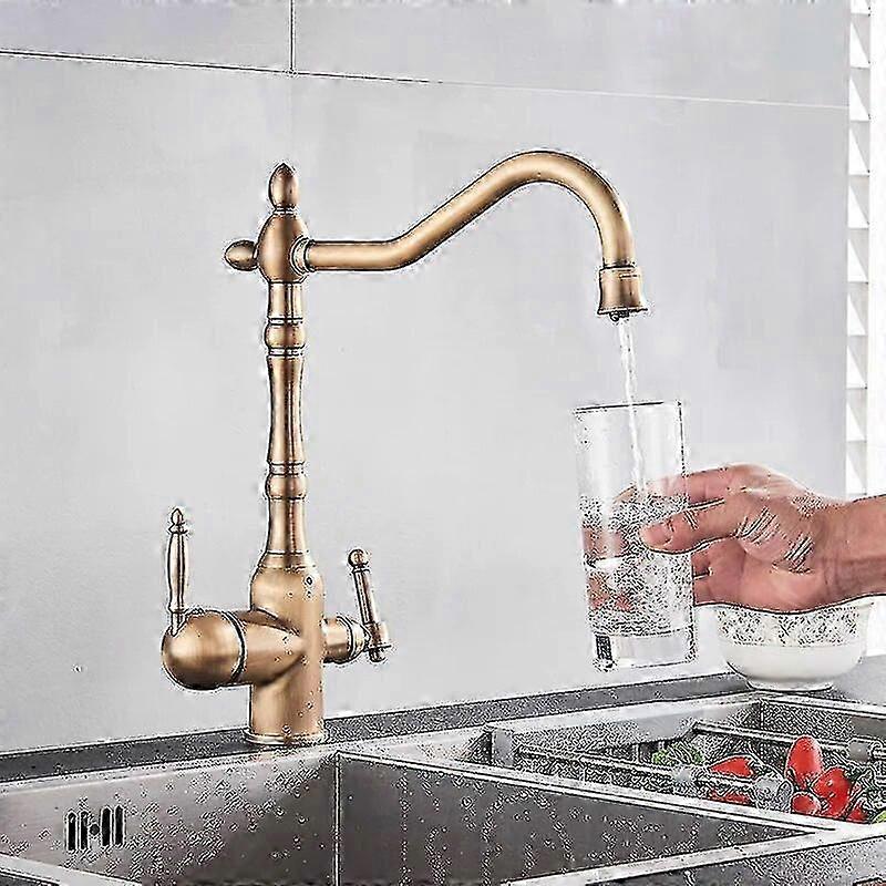 صنبور حوض المطبخ الأسود غير اللامع مع فلتر مياه نقي ، ومقابض مزدوجة للمياه الساخنة والباردة ، وصنبور خلط للاستخدام في الحمام والمطبخ