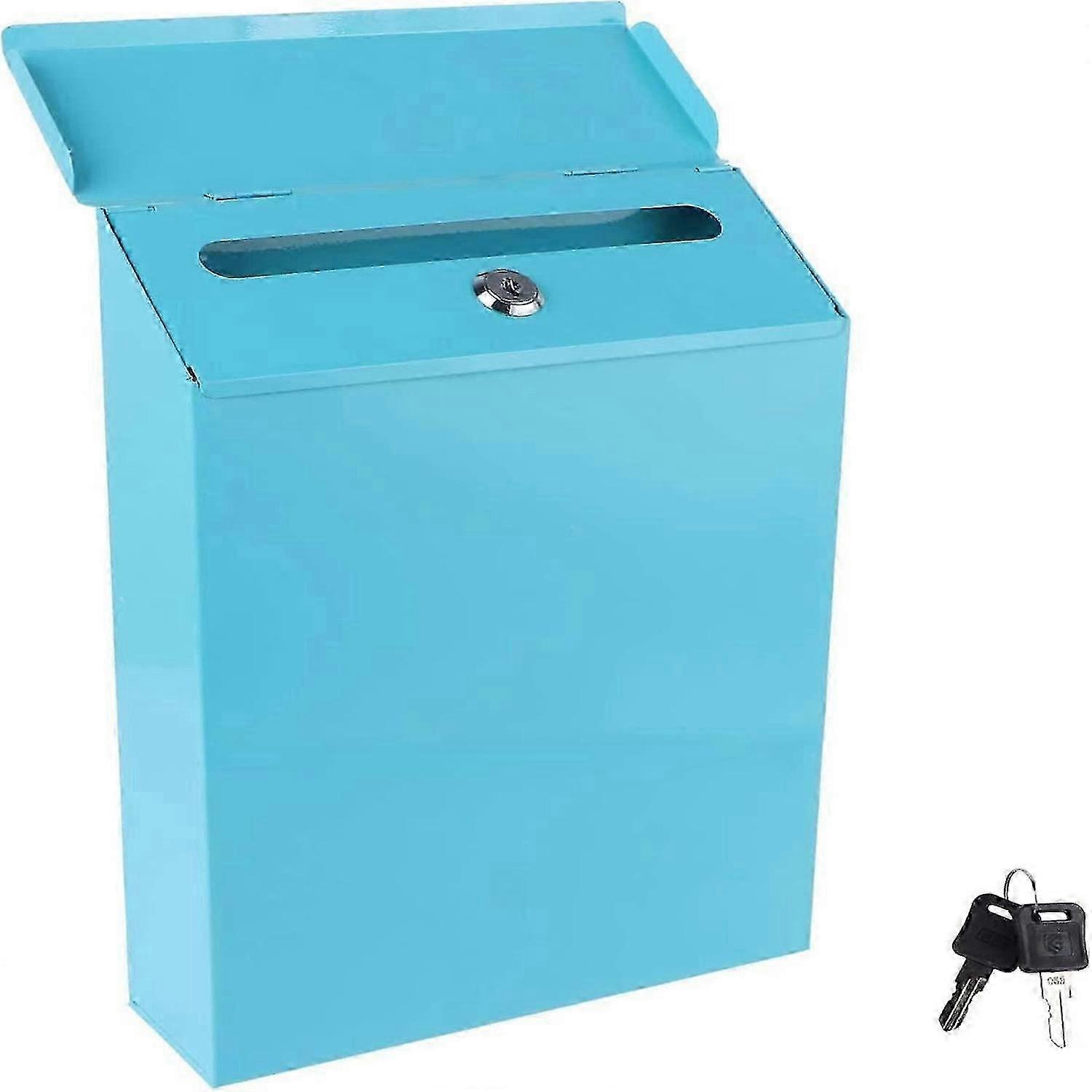 Vintage Mailbox Wall Mount Retro Style Mailbox That Locks On House Gate Decoration Blue