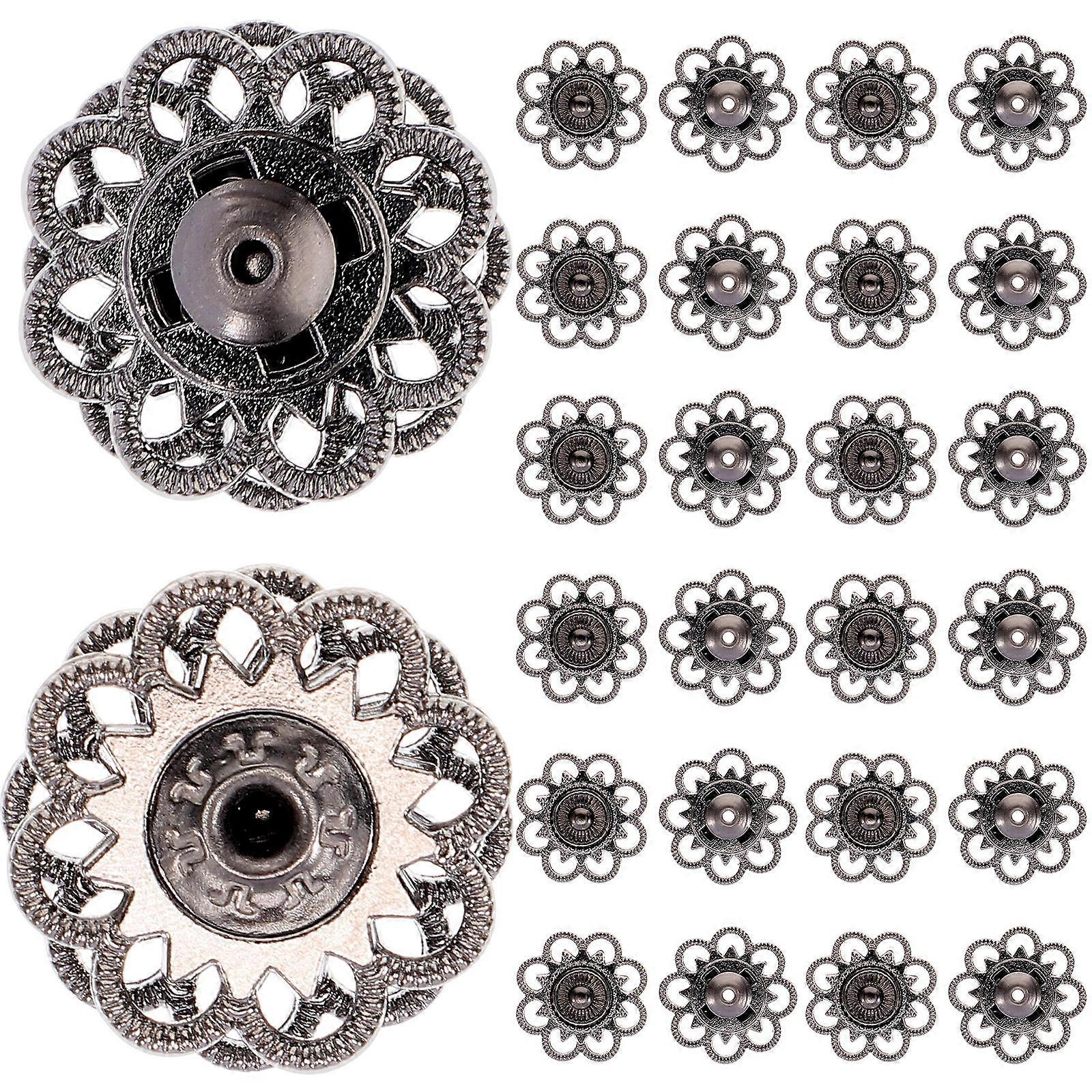 Metal Alloy Flower Shape Snap Button with 20Pairs for Sewing Clothes