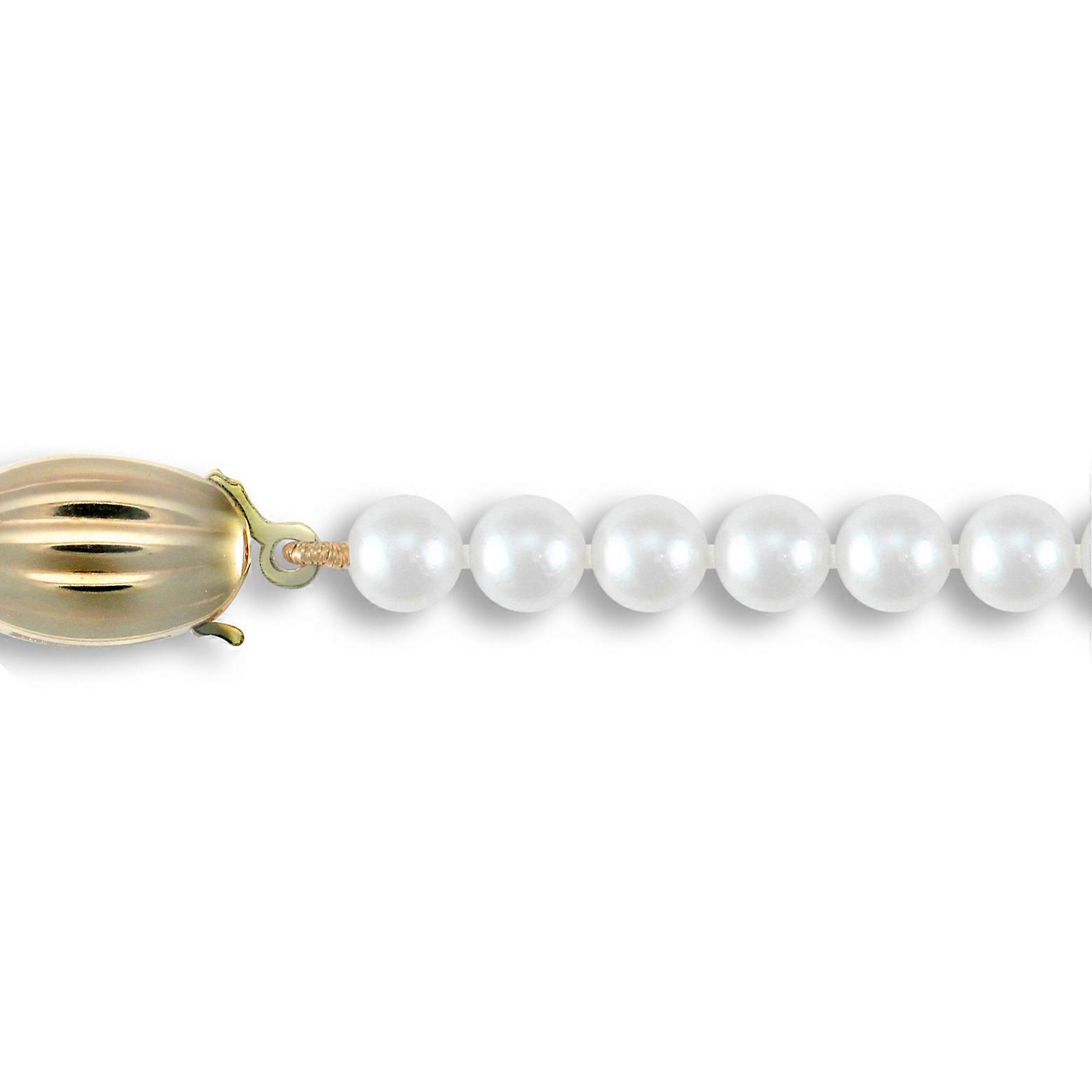 Jewelco London Ladies 9ct Yellow Gold Clasp Seawater Cultured Akoya Pearl Elegant Bracelet 5-5.5mm 7.5 inch