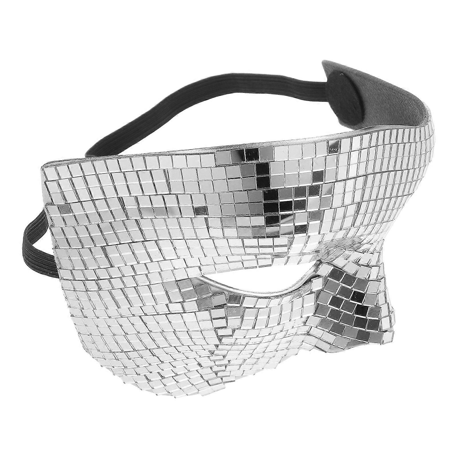 Disco Mirrored Face Mask Half Face Mask for Party Silver