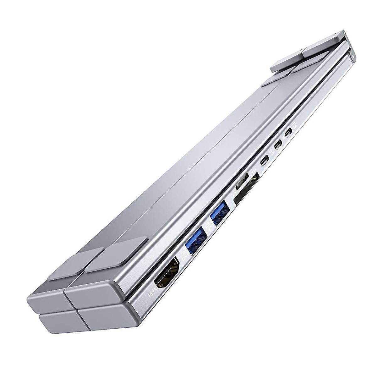 Eight in One USB C Laptop Docking Station Stand USB C Hub Adjustable 10-17in Laptop Stand Portable Design for PC,Tablet