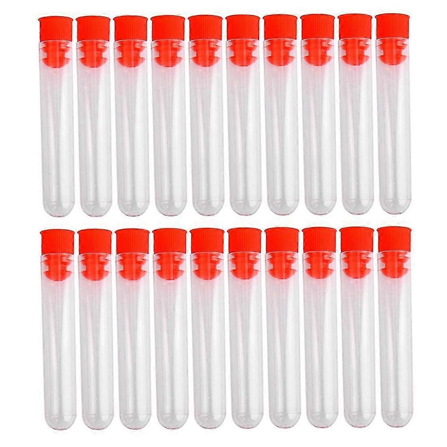 20 Pcs Non-Completed Plastic Test Tubes Lab Test Tool With Screw Cap Transparent, 12 * 60mm