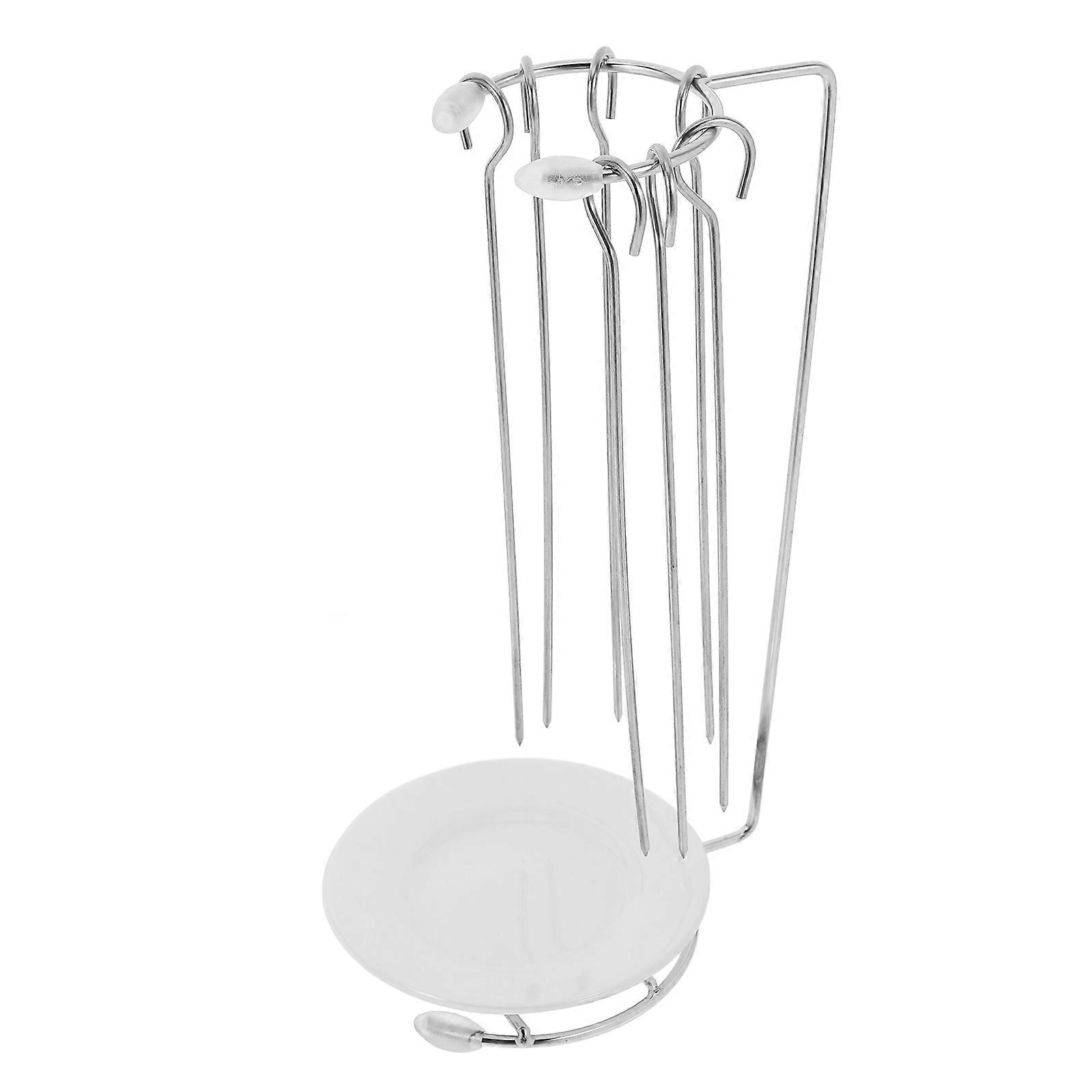 Kebab Racks Stainless Steel Skewer Holder for Grill Use 1Set Silver