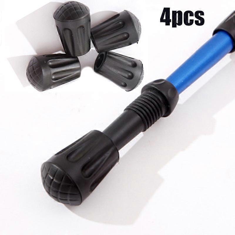 4-Pack Rubber Trekking Pole Tips - Replacement Ferrules & Cane End Covers for Hiking & Walking