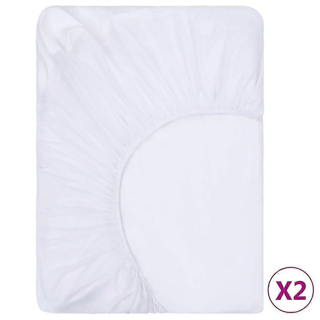 Fitted Sheets Waterproof 2 Pcs Cotton 60x120 Cm White