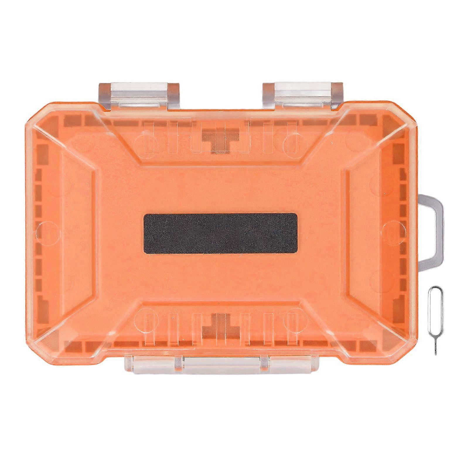 Memory Card Case Holder Organizer Water Resistant Anti Shock for 4 Type B 4 Type A 4 Storage Card 12 Memory Card 5 SIM Cards Multifunctional Orange