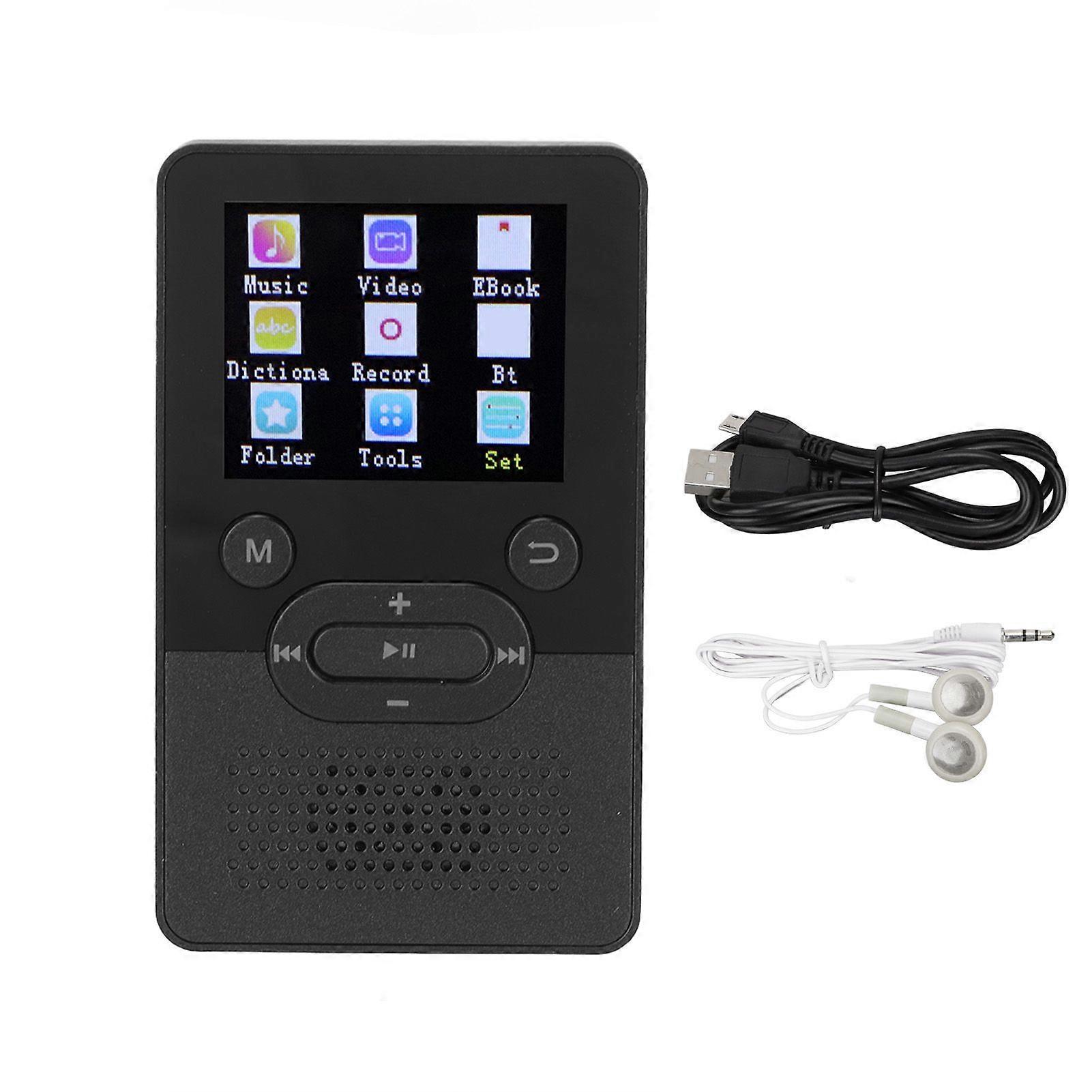 T9 MP4 Player 1.8 Inch Color Screen Lossless Sound MP3 Player with Bluetooth 4.2 Supports Memory Card ExpansionBlack 8GB