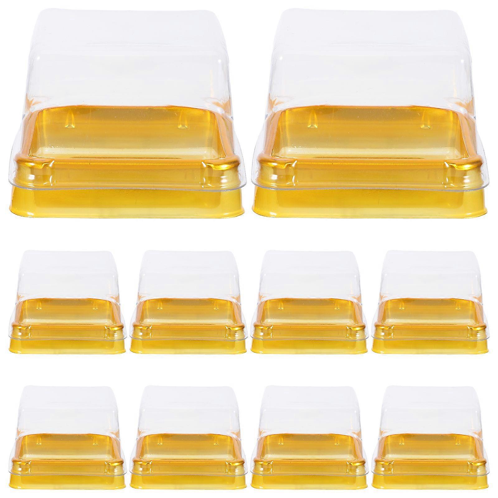 150pcs Mooncake Boxes: Square Dessert Containers Gold Bottom with Transparent Lids - Cupcake Boxes for Mini Cakes Muffins Cookies Pastries