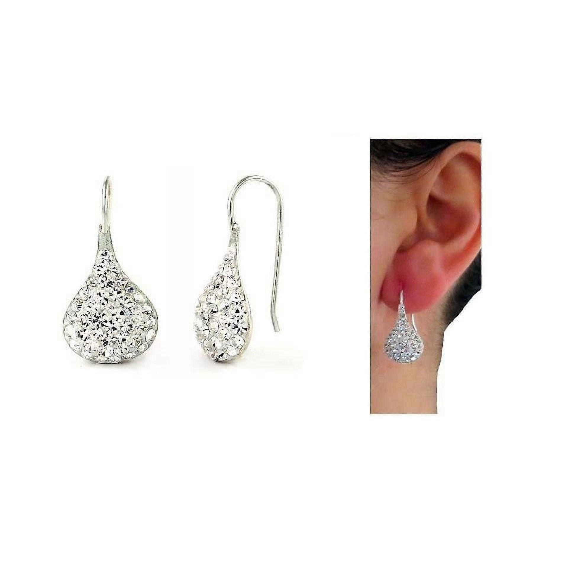 Sterling Silver Teardrop Earrings with Elements White Crystal