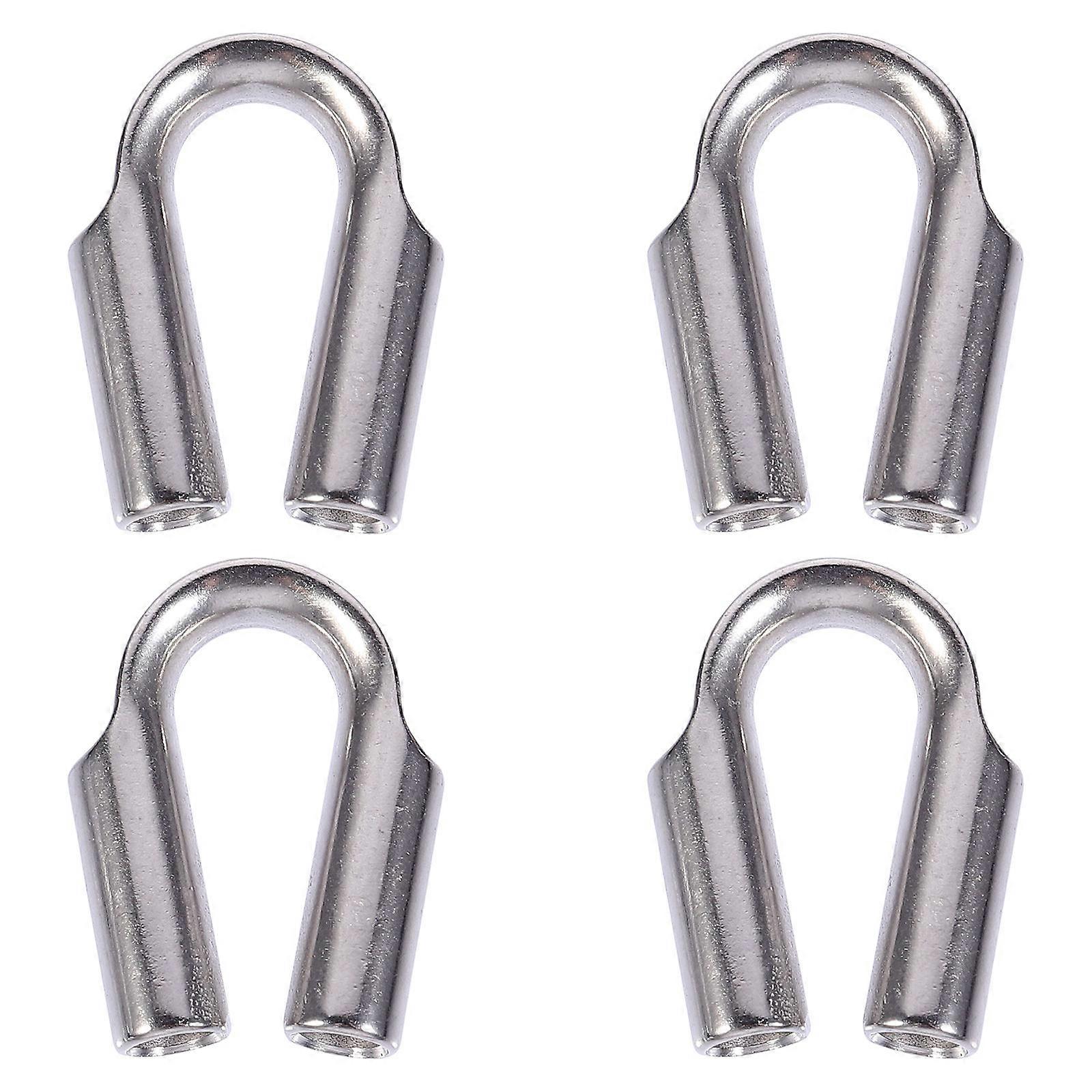 Steel Wire Rope Thimble for Rope Protection and Cable Fixing 4Pcs Silver