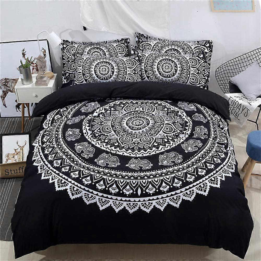 s58 3D Girls Bedding Set Single Bohemian Style Mandala Duvet Cover Set Printed Comforter Cover 3 Pieces Bed Sets With Zipper Closure With 2 Soft Micr