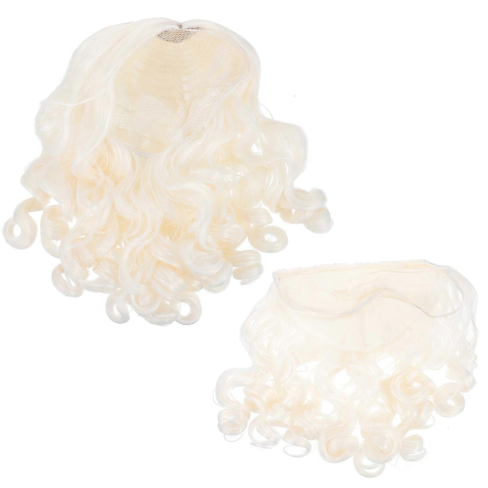 Santa Claus Wig and Beard for Christmas Cosplay 2Sets White Kit