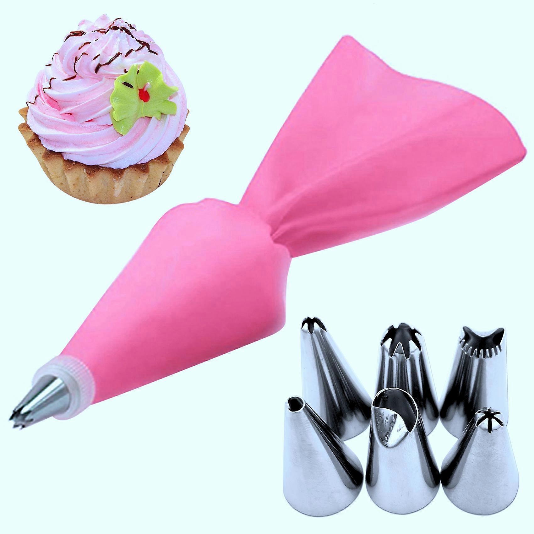 8Pcs/Set Pastry Bag Decorating Tools Reusable +6 Nozzle Set-B