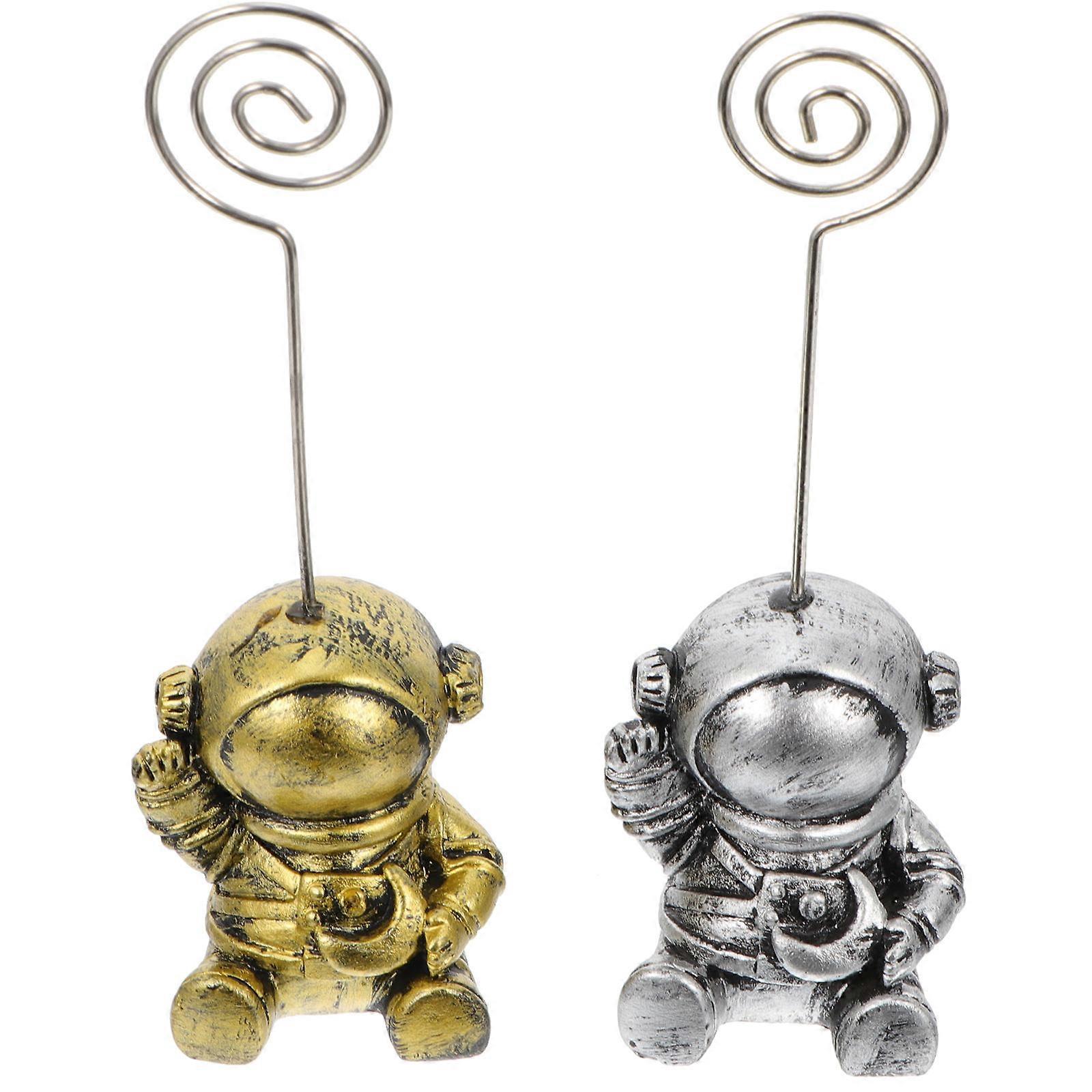 Decorative Memo Holder Table Clips with Astronaut Design for Home 2Sets