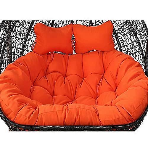 Double Hanging Swing Chair Outdoor 2 Seater With Soft Deep Cushion, Swing Pad With Ties, Fully Filled Cushion Orange
