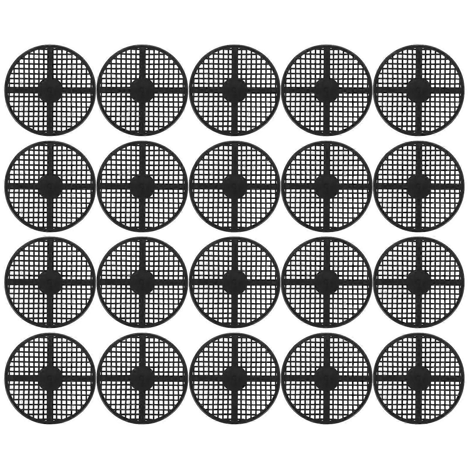 Flowerpot Bottom Grid Pads 40 Pcs Ideal For Corridor Planting Black Round Plastic Material Increase Air Permeability