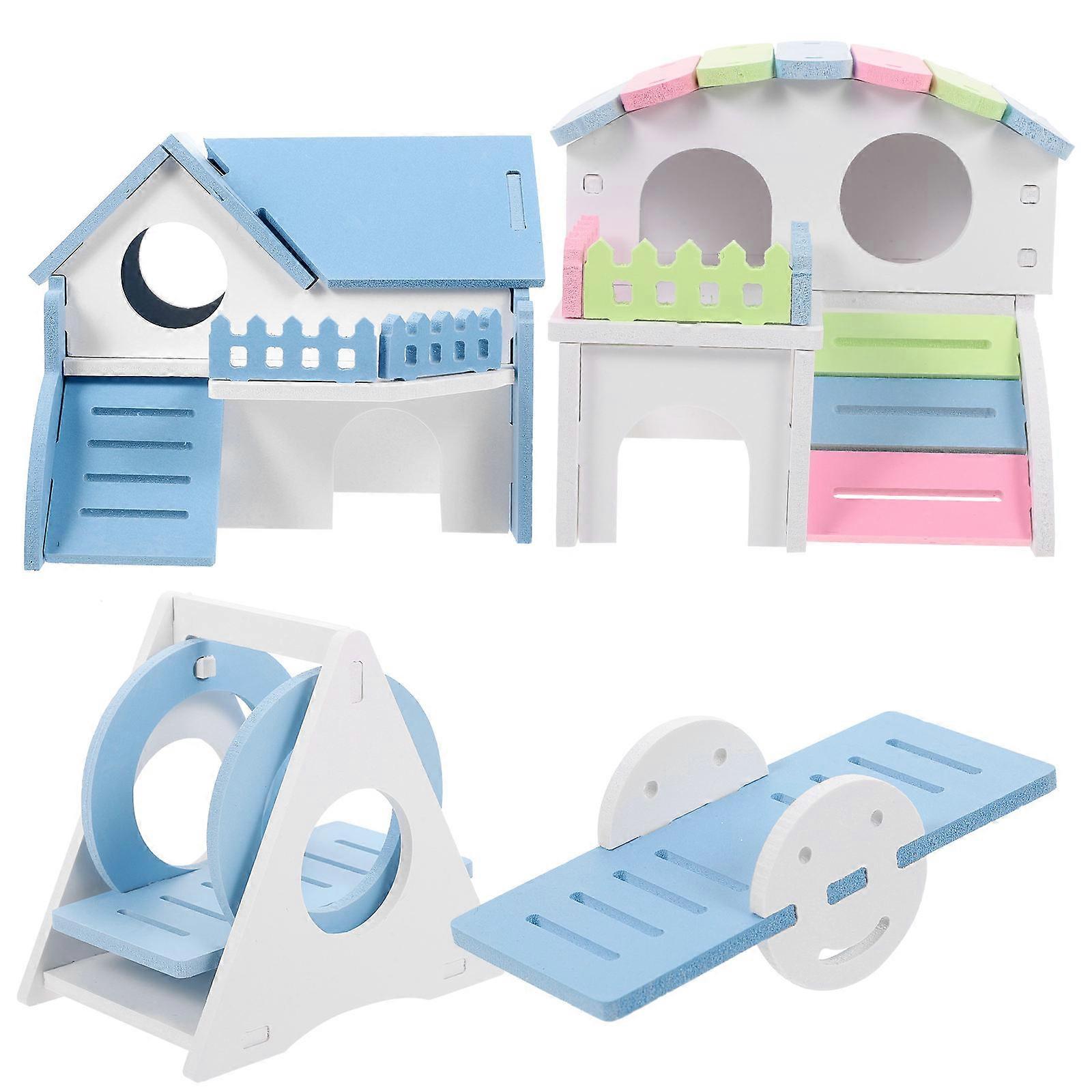 Hamster House Playground Toy For Small Pets With Assorted Color Design And PVC Material In 2 Sets