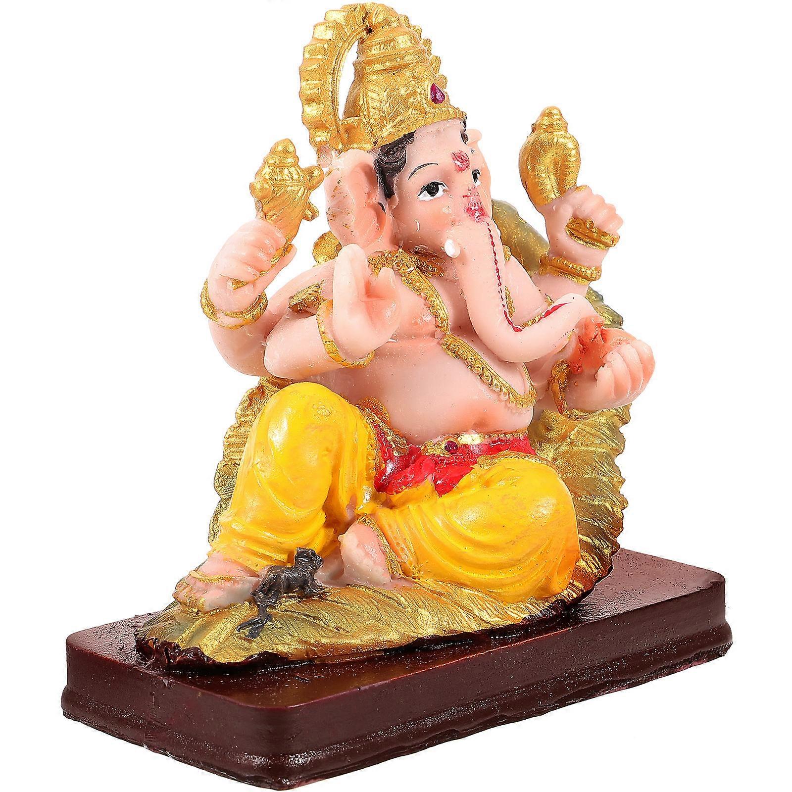 Figurine 4Pcs Resin Statue Home Decoration Elephant Head Color Painting Retro Style Multi Decorative Item