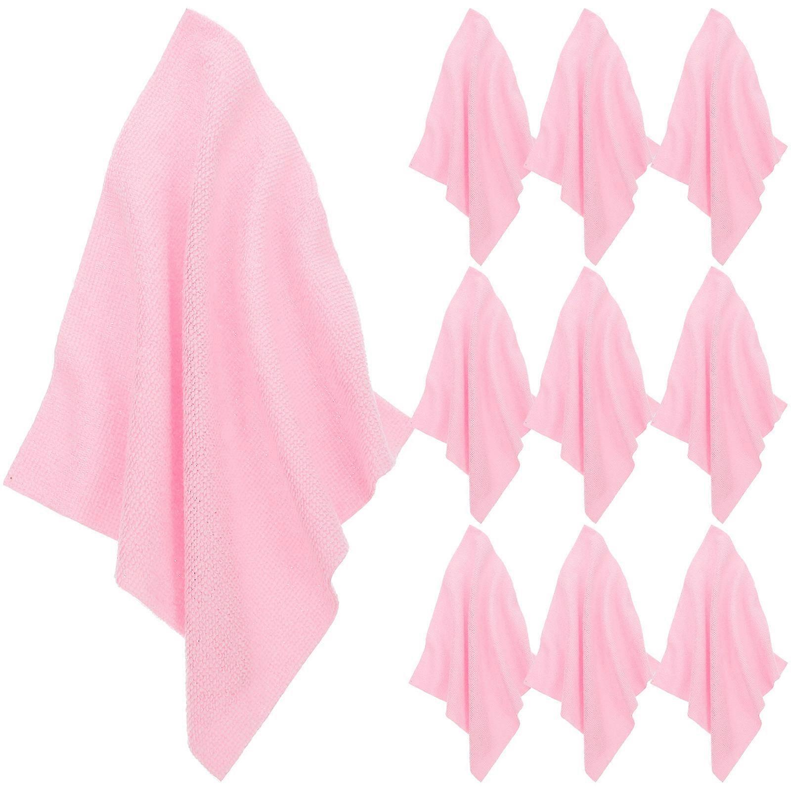 Pink Microfiber Cleaning Cloth Roll for Kitchen 4Pcs Absorbent Reusable Rags