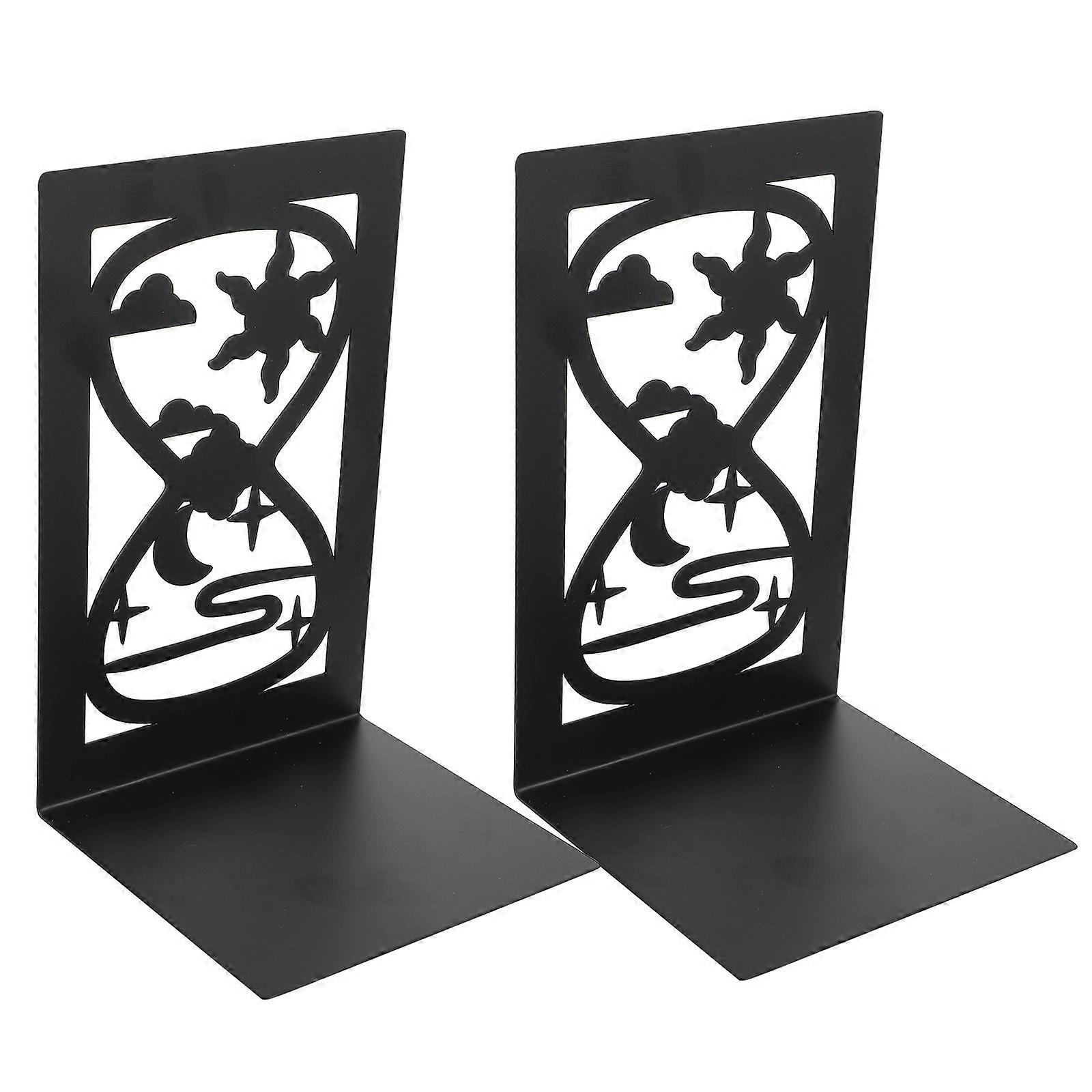 Practical Bookends Metal Iron Book Fixators for Desktop 4Pcs Black