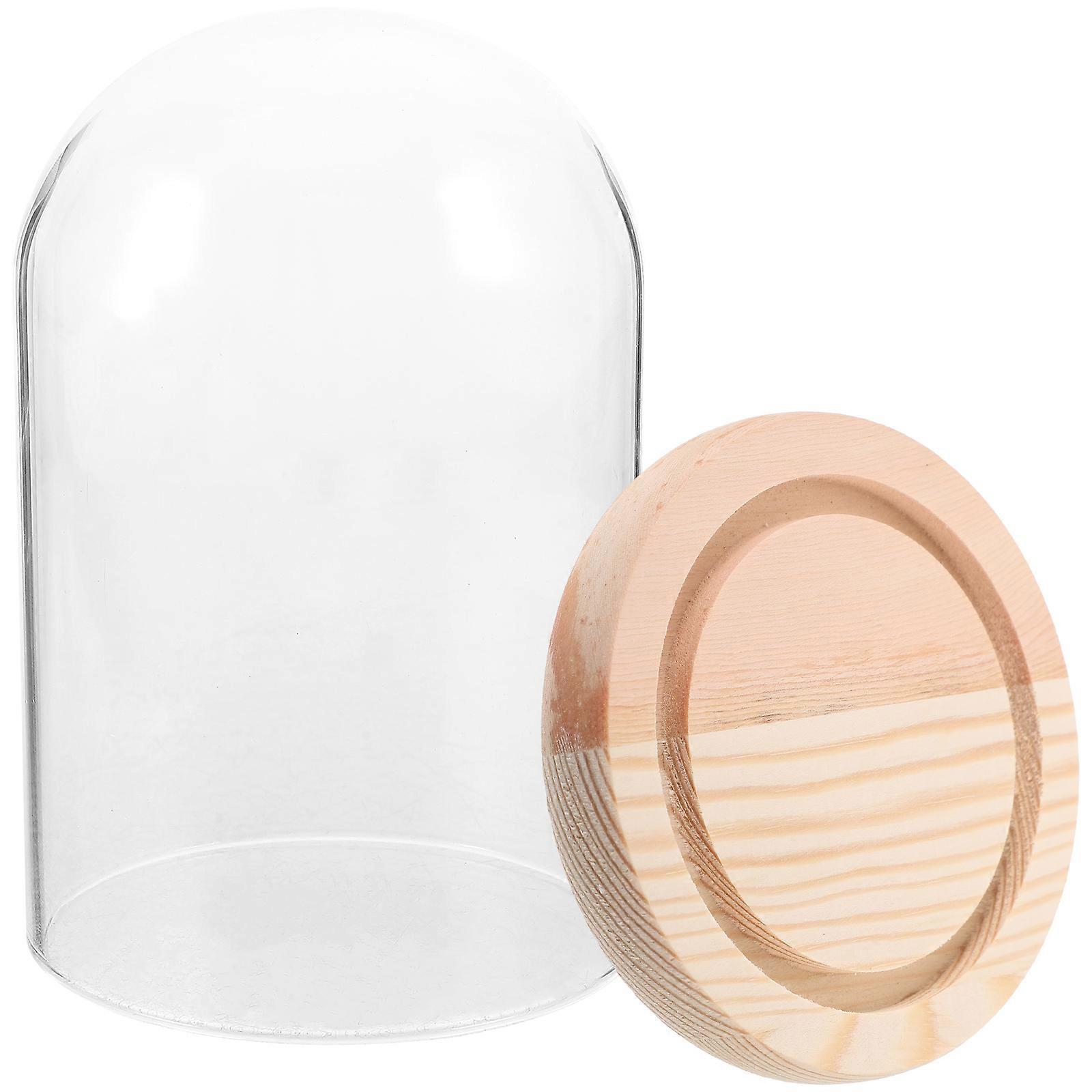 Preserved Flower Glass Dome with Base for Decor 4Pcs Clear Display Case