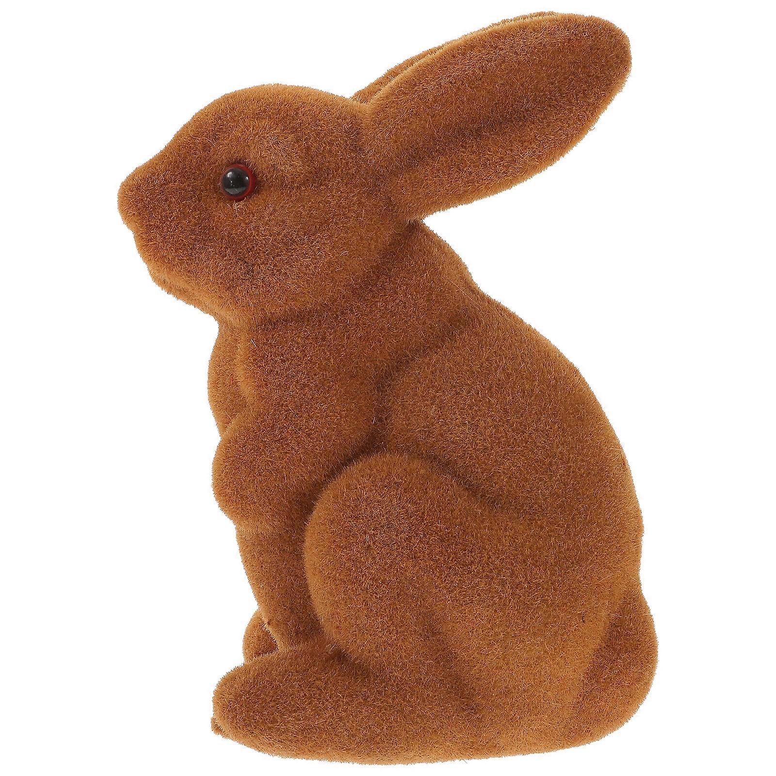 Bunny Sculpture Decorative Rabbit Statue Ideal for Friends Gatherings Light Brown Plastic Design with Vivid Cartoon Style 1 Piece