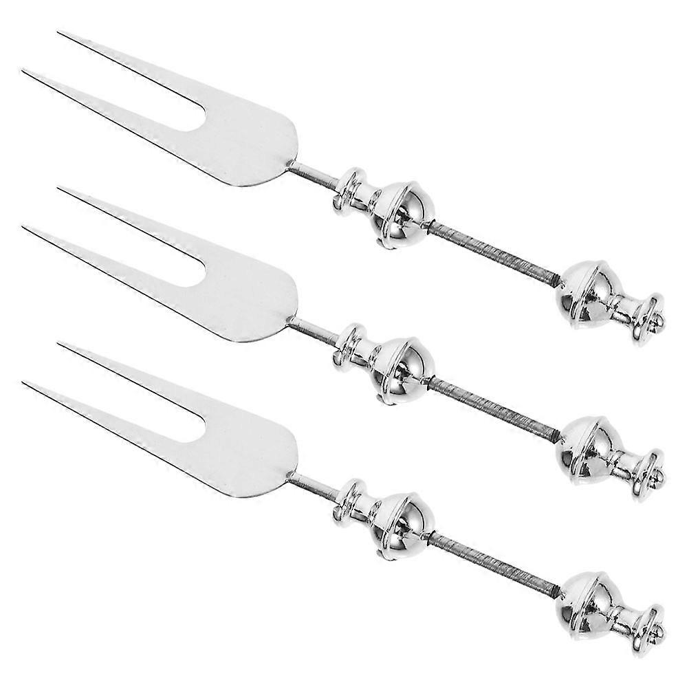 Silver Fruit Fork 3Pcs Stainless Steel for Dining and Dessert Use