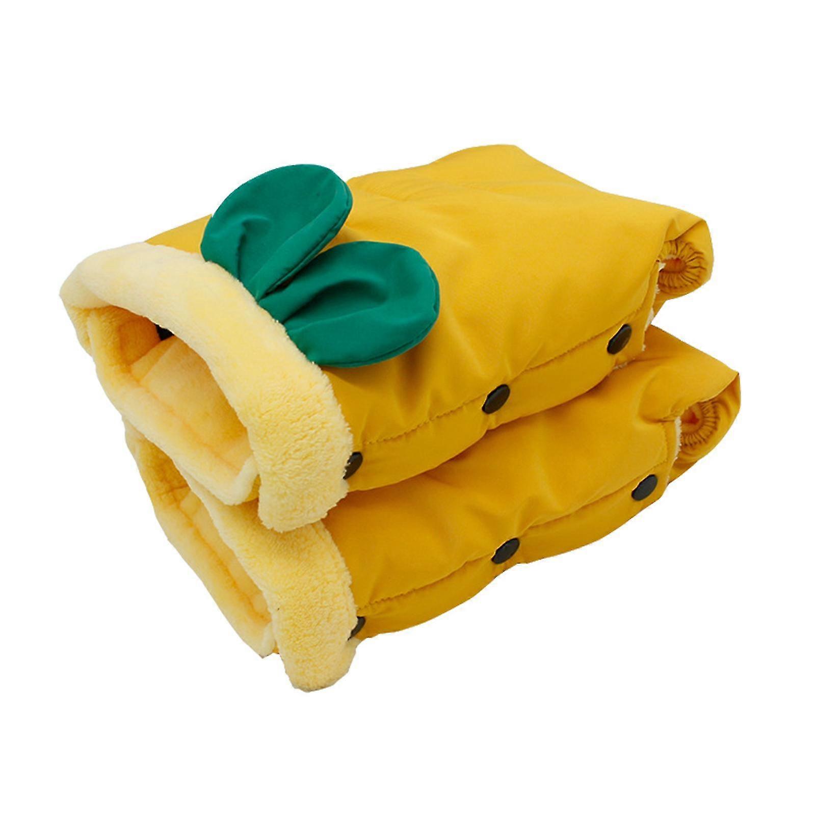 Sinknap 1 Pair Child Stroller Covers Cute Shape Keep Warm Button Easy To Disassemble Anti-slip Wind Protection Flannel Baby Infant Stroller Gloves For
