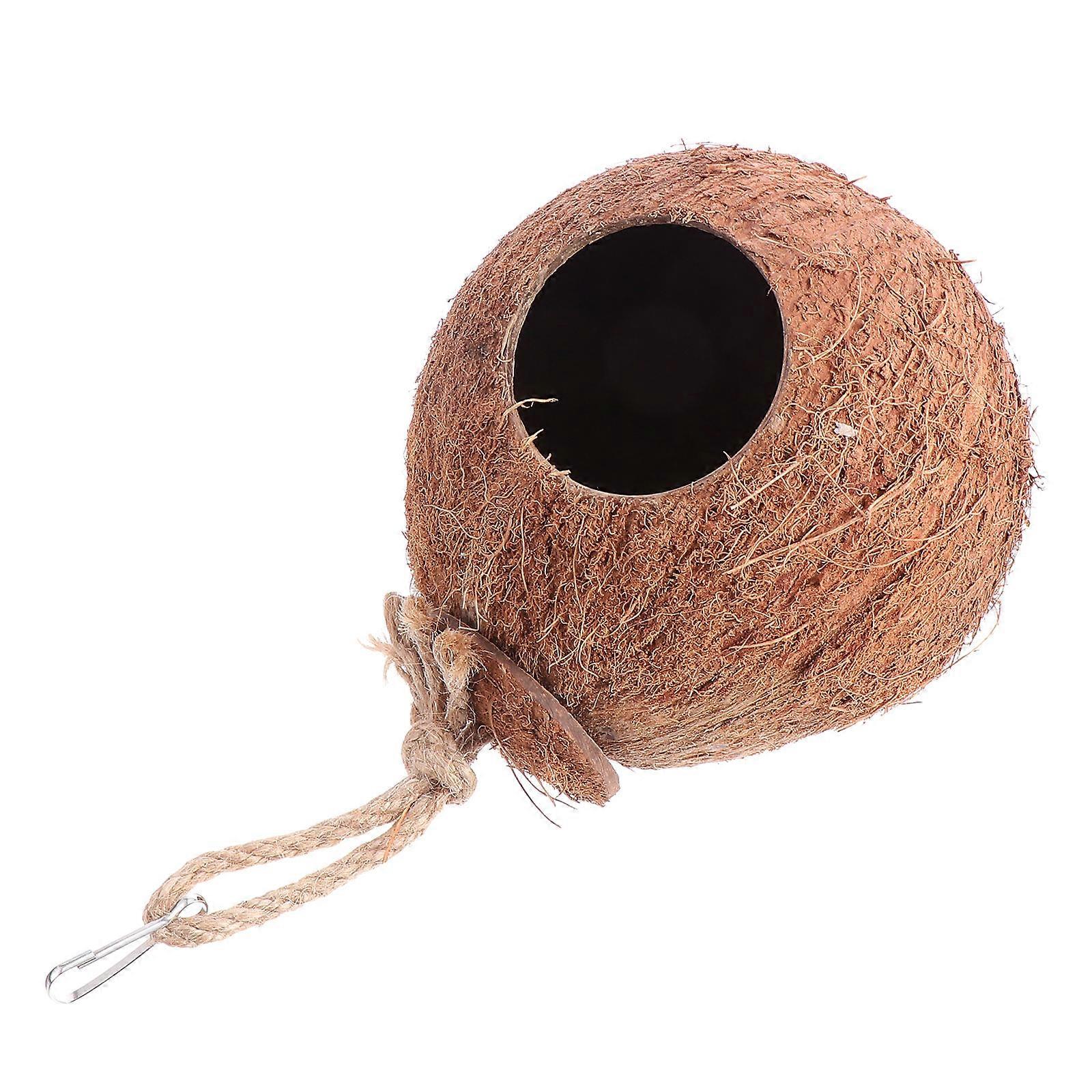 Natural Coconut Shell Birdhouse 2Pcs Hideout For 13x13x13cm Durable Functionality