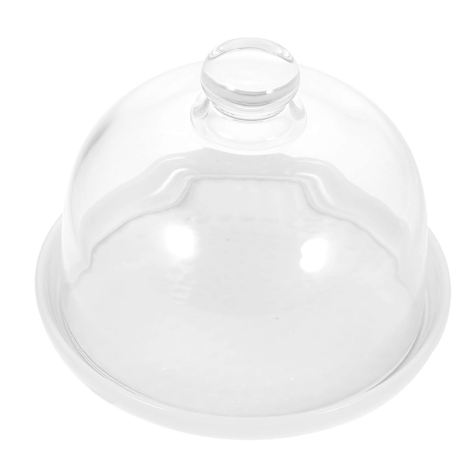 Glass Cake Tray with Ceramic Base for Food Protection 4Sets