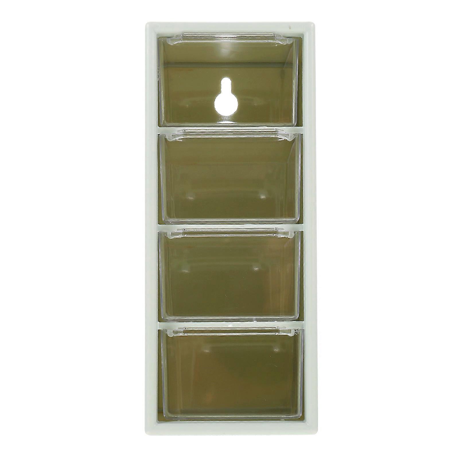 Desktop Clear Storage Box Jewelry Case Rectangular Shape Home Use Multi Layer Organization Green Color 1Pack