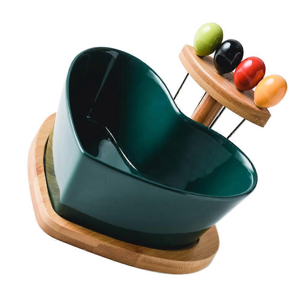 Heart Shape Salad Bowl Ceramics Bowl for Home Use 2Sets with Forks