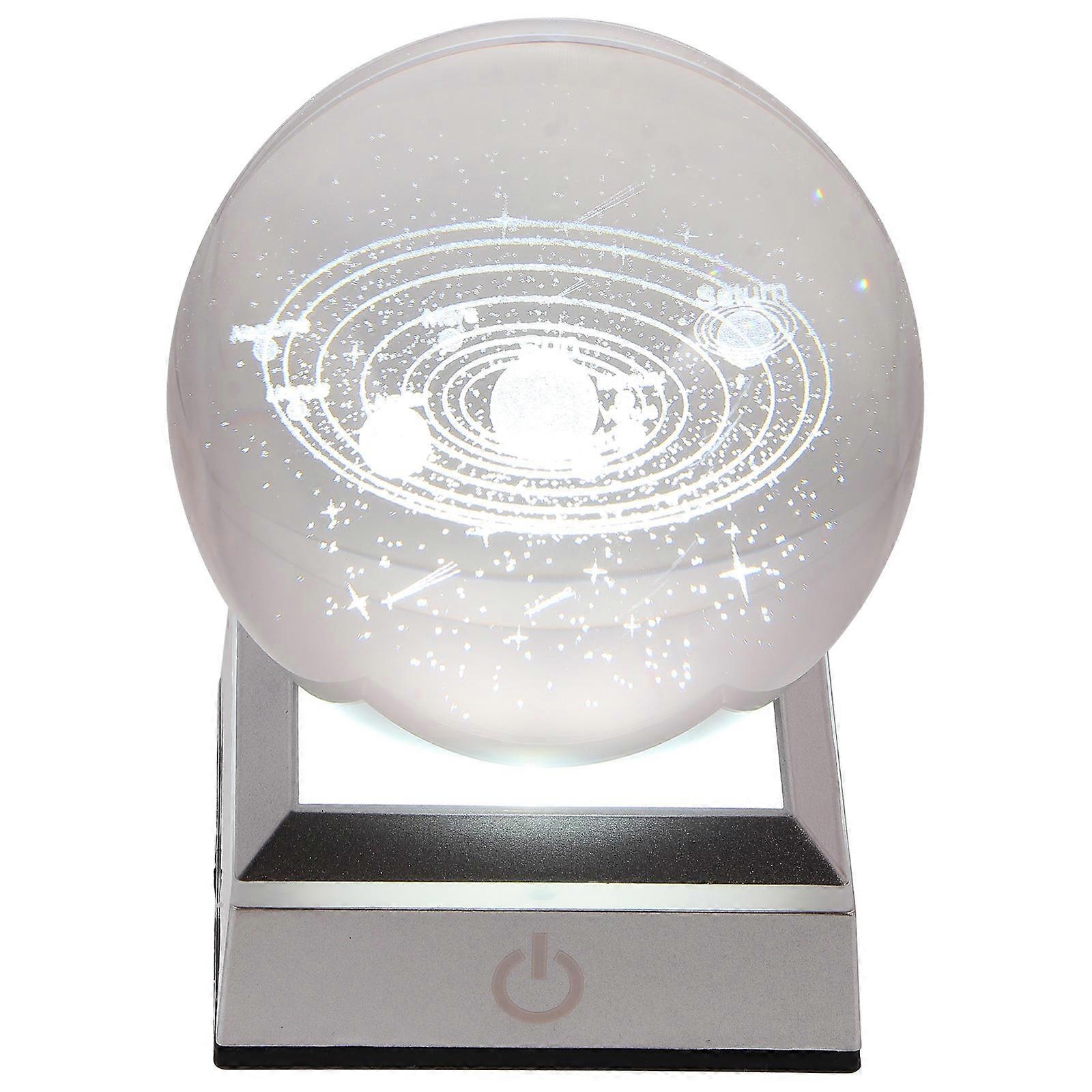 Solar System Decorative Light Crystal Ball for Decor 1Pcs LED Planetary Lamp Silver