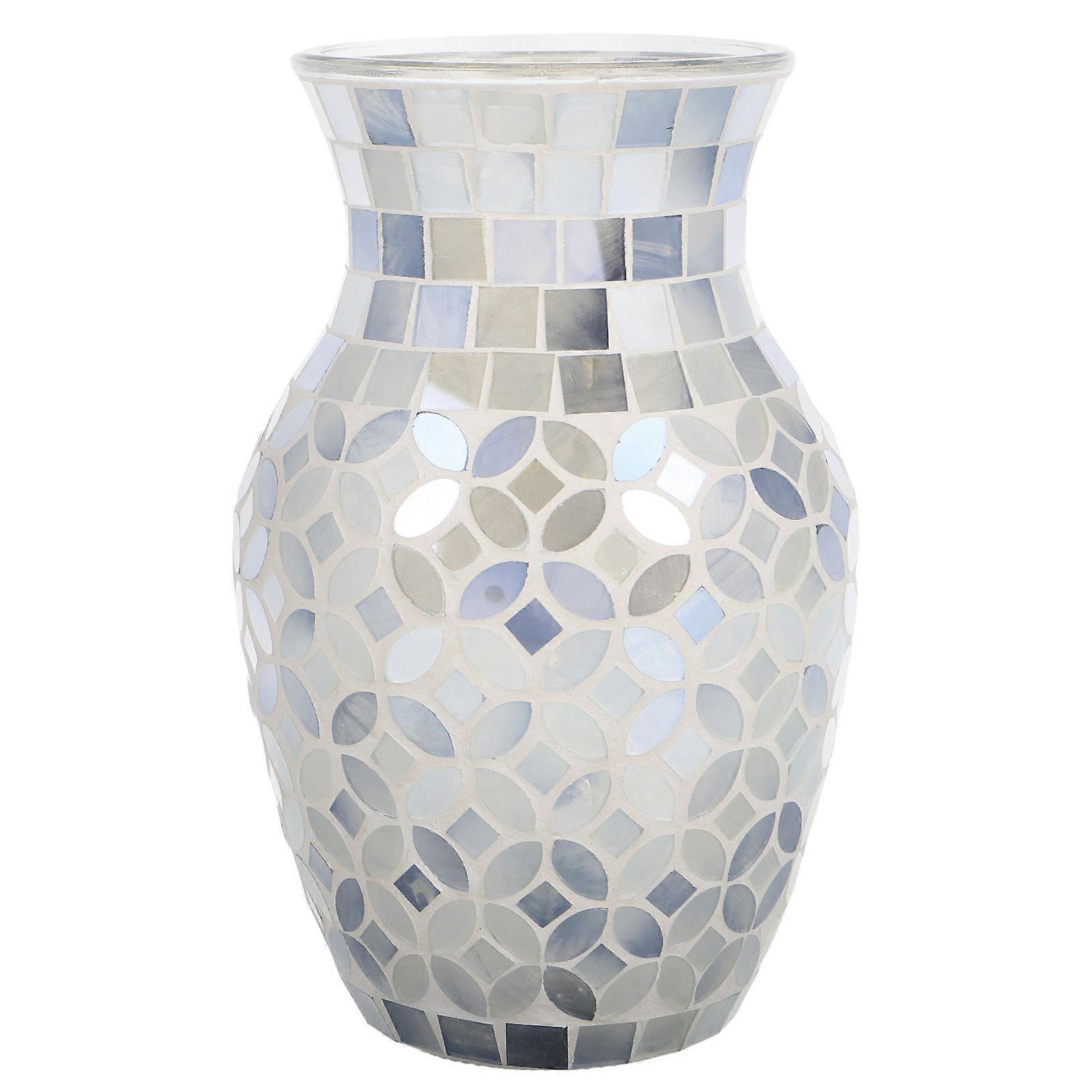 Glass Flower Vase Mosaic Pattern for Table Decoration 2Pcs