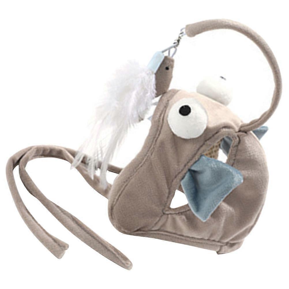 Head Wearing Cat Teaser Stick Grey for Indoor Cat Play 5Pcs